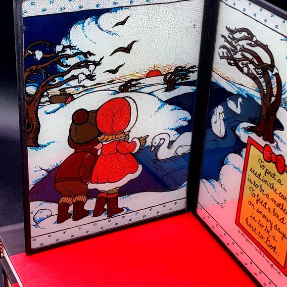 Vintage 1981 Joan Walsh Anglund Seriglass Fold Up Hand Painted Signed - Picture 6 of 8